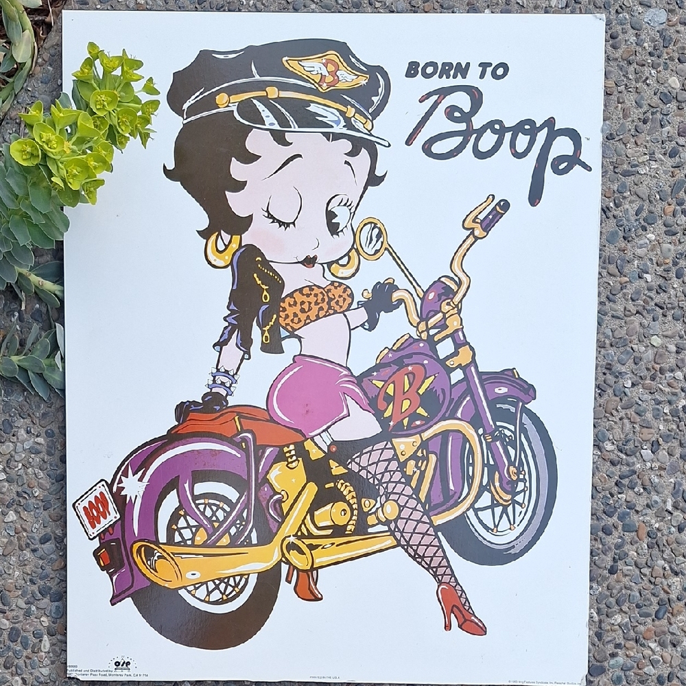 Vintage 90's Betty Boop Born To Boop Poster on hardback